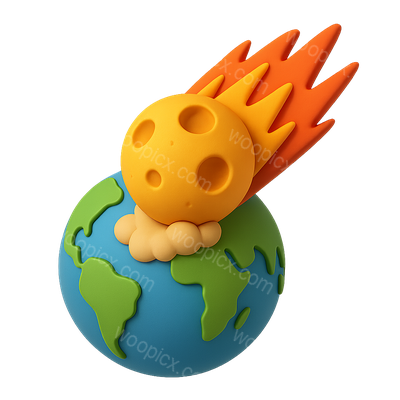 Colorful 3D Model of Earth with Meteor Impact