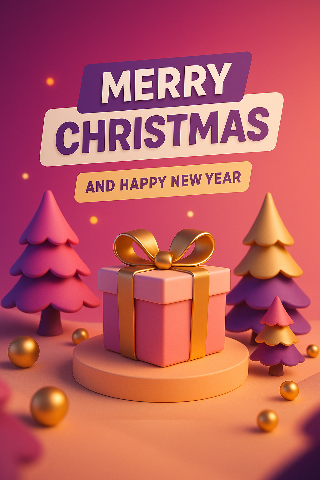 Festive 3D Christmas Celebration Scene