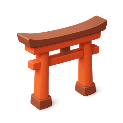 Stylized 3D Torii Gate Icon with Isometric View