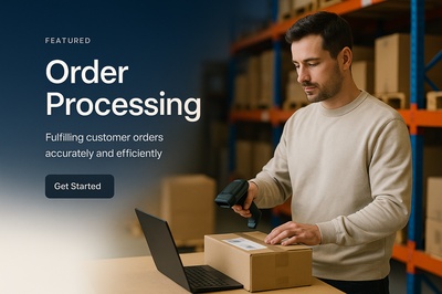 Stylish Order Processing Workflow Illustration for Web Design