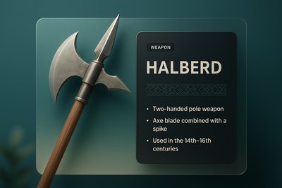 3D Illustration of a Halberd with Informative Overlay