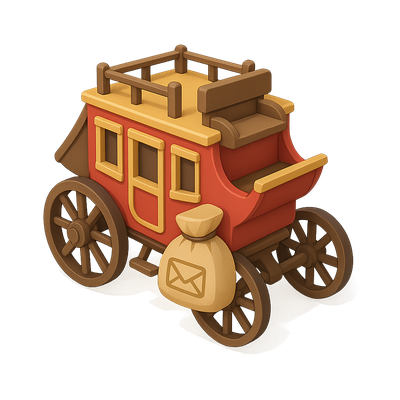 Stylized 3D Stagecoach Icon with Isometric View