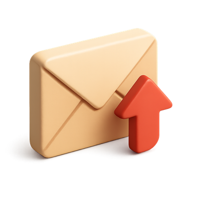 3D Envelope Icon with Arrow in Isometric View