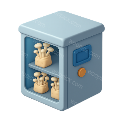 Stylized 3D Mushroom Cultivation Chamber Icon