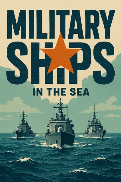 Vintage Military Ships Poster with Bold Typography