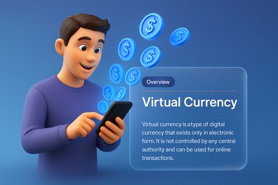 Virtual Currency Concept: Digital Money Flowing from a Mobile Phone