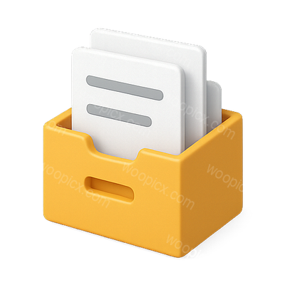 Stylized Yellow File Organizer with Documents