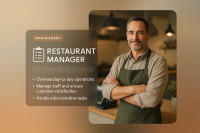 Professional Restaurant Manager with Transparent Design Elements