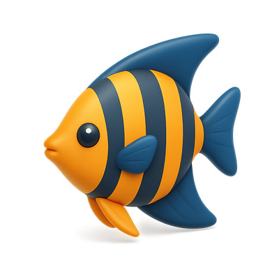 Colorful 3D Angelfish Icon with Stripes