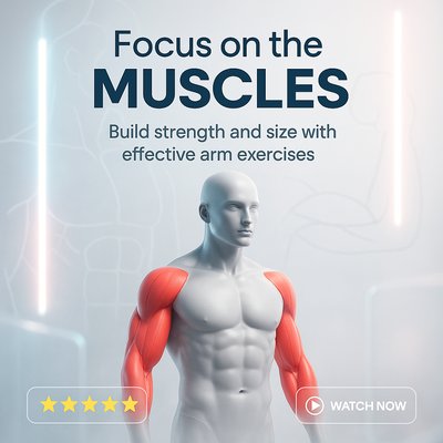 Fitness Promotional Graphic Highlighting Muscle Development