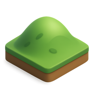 Stylized 3D Hill Icon with Volumetric Effects