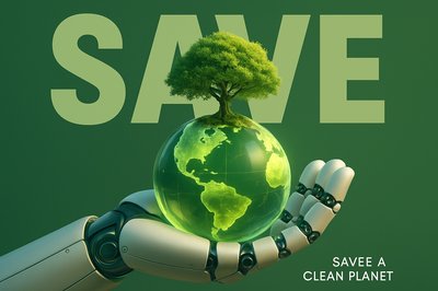 Robotic Hand Holding Earth Globe for Environmental Awareness