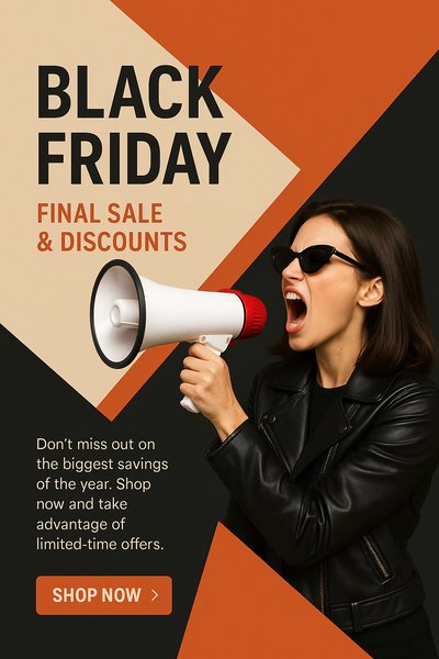 Exciting Black Friday Final Sale Announcements with Stylish Woman