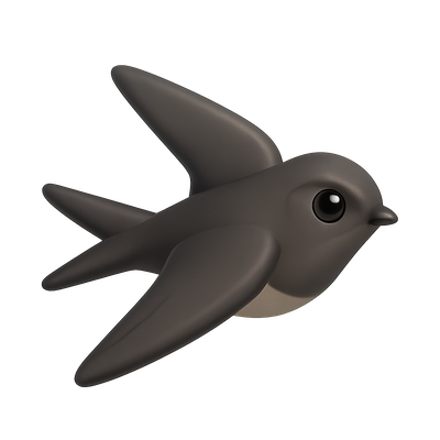 Stylized 3D Bird Model Flying