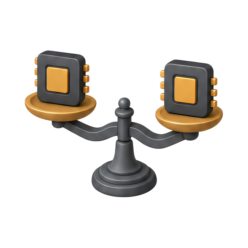 balance scale with two chips
