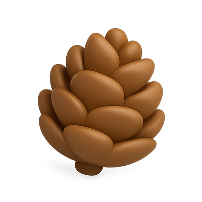 Stylized 3D Pinecone Sculpture with Smooth Finish