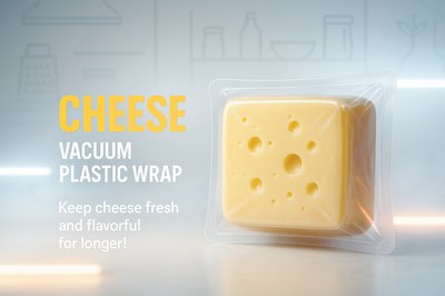Product Packaging for Cheese Preservation with Clear Vacuum Wrap