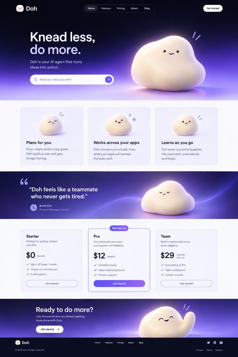 AI agent landing page design