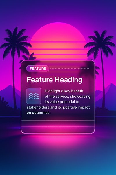 Vibrant Neon Sunrise with Palm Trees and Mountains