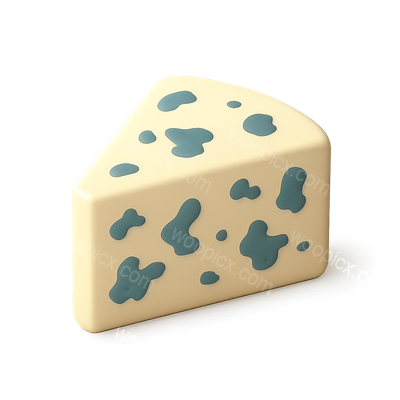 Stylized 3D Blue Cheese Icon with Isometric View