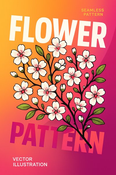 Vibrant Floral Pattern with Bold Typography