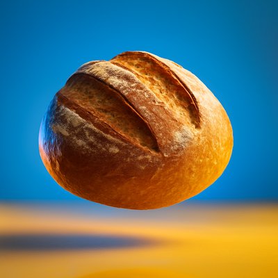 Dynamic Realism of Bread in a Vibrant Setting