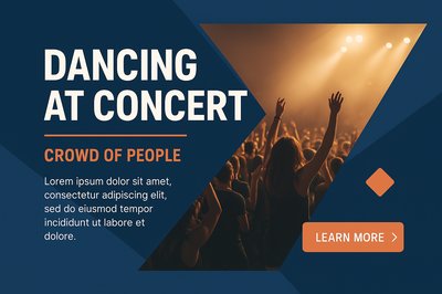 Vibrant Crowd Dancing at Concert with Engaging Design Elements