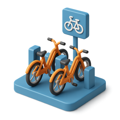 Stylish 3D Bike Sharing Station Icon Design