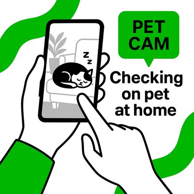 Illustrative Graphic of Pet Monitoring via Smartphone