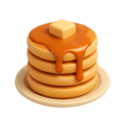Realistic 3D Pancake Stack with Syrup and Butter