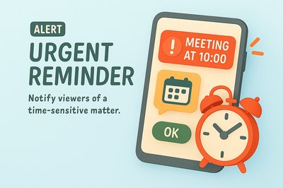 3D Illustration of Urgent Reminder Notification on Smartphone