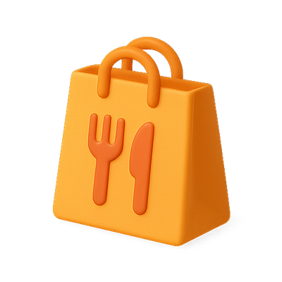 Stylized Food Delivery Icon with Utensils