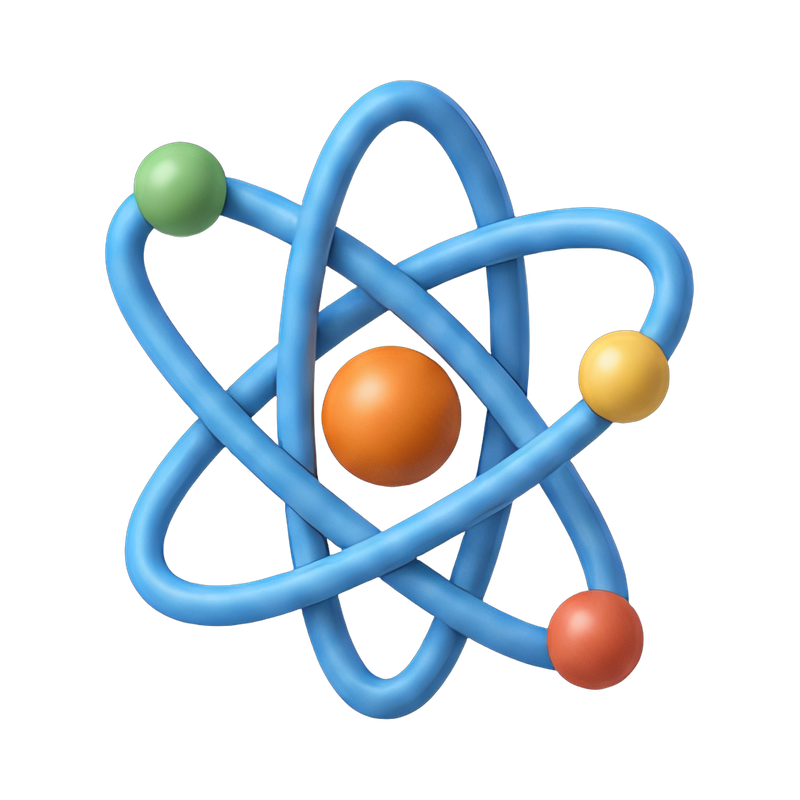 colorful atom model with orbits