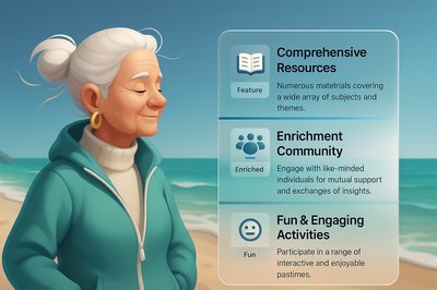 Senior Woman on Beach: Engaging Resource Illustration