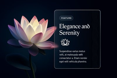 Elegant Lotus Flower on Dark Background with Feature Block