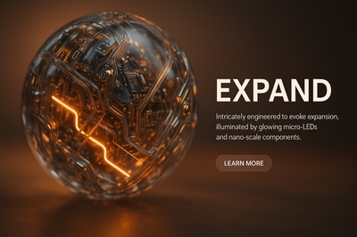Hyperrealistic Glass Sphere with Glowing Micro-LEDs and Circuitry