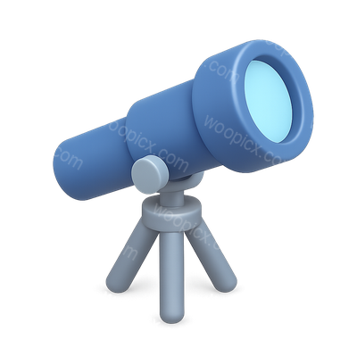 Stylized 3D Telescope Icon with Lenses