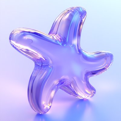 Abstract Glass Starfish Sculpture with Soft Colors