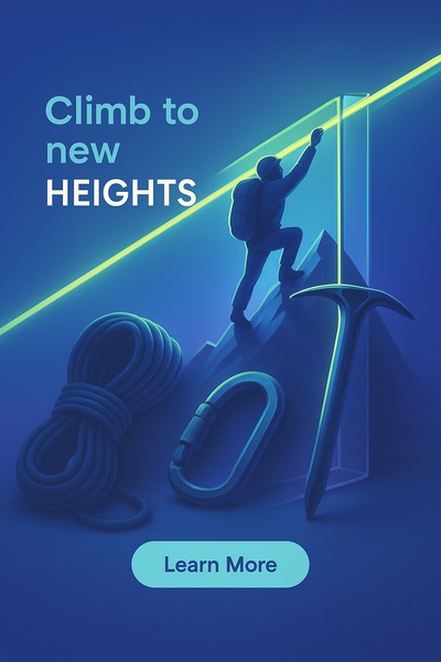 Mountain Climbers with Neon Elements and Realistic Style