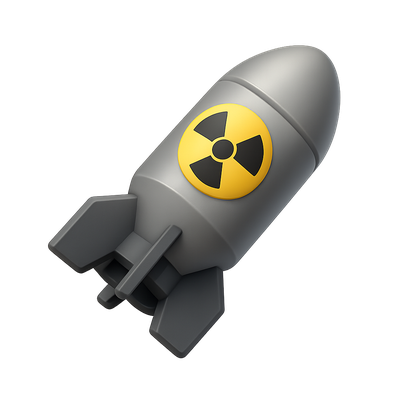 3D Nuclear Bomb Icon with Yellow Symbol