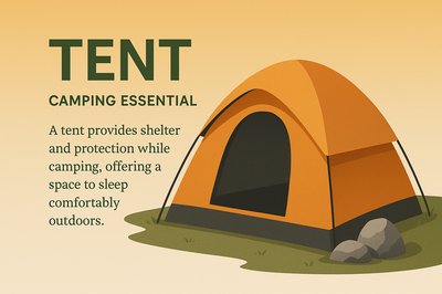 Balanced Tent Design with Clear Text and Warm Colors