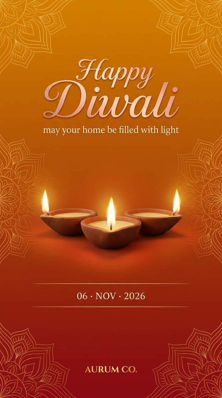 Diwali celebration with diya lamps