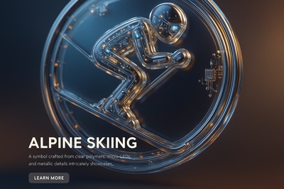 Hyperrealistic Alpine Skiing Symbol with LED Details