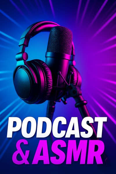 Vibrant Podcasting Microphone and Headphones in Neon Lights