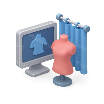 3D Virtual Fitting Room Icon for Online Shopping