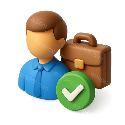 3D Icon of a Person with Briefcase and Checkmark