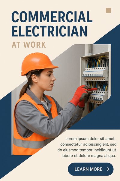 Female Electrician Working on Fuse Box in Safety Gear