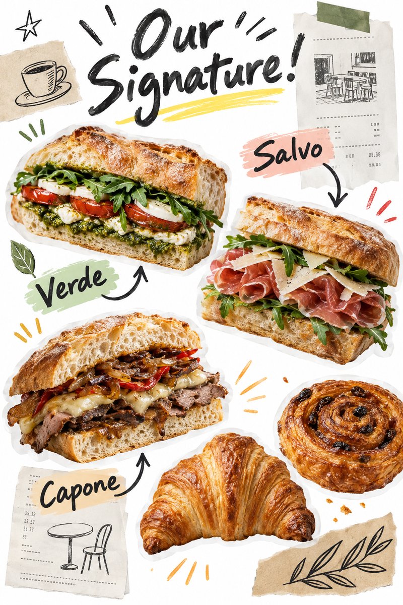 Hand-drawn menu collage design
