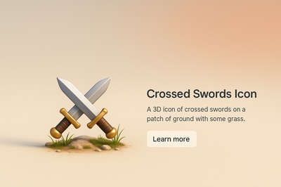 3D Crossed Swords Icon in Simple Scene