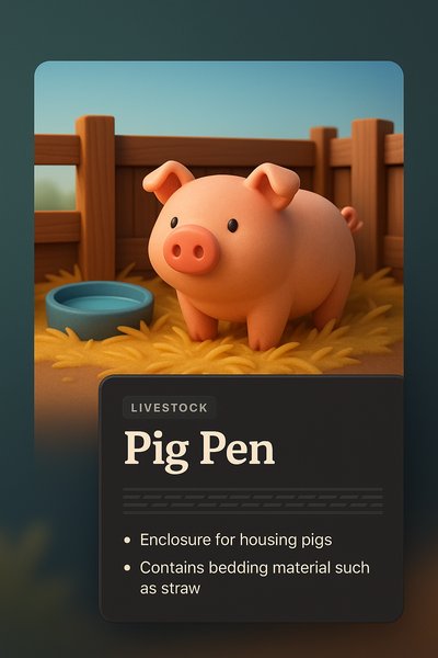 3D Illustration of a Pig Pen with Informative Overlay